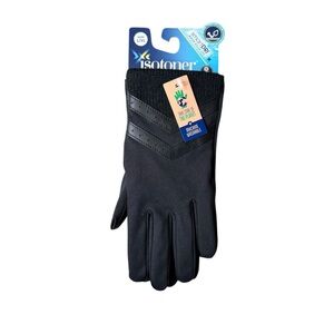 NWT ISOTONER Black SmartDri SmartTouch Black Eco Comfort Winter Gloves L/XL I18
